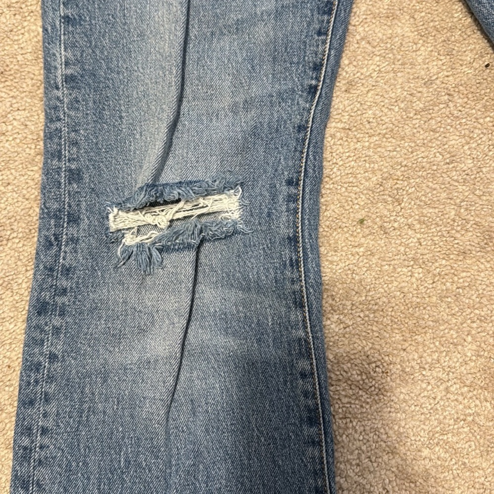 BDG Stretch High Rise Flare Medium Washed Denim Jeans distressed Size 27 - Picture 5 of 13